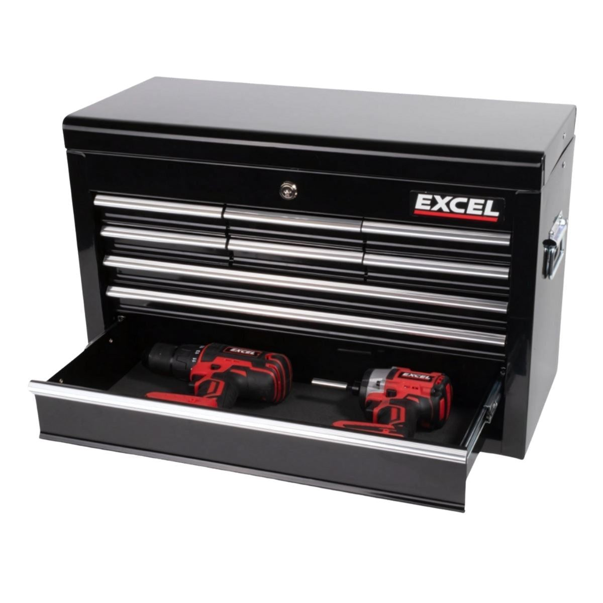 Excel 9 Drawers Portable Tool Chest Cabinet with Ball Bearing Slides Black Item Condition Used