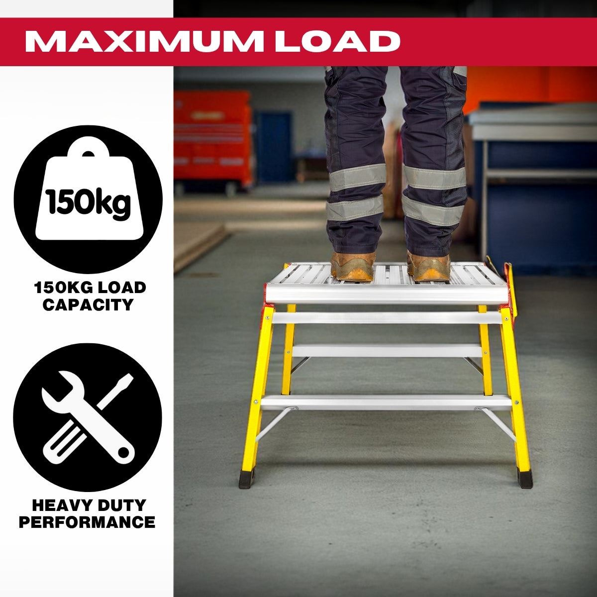 Excel Fibreglass Work Bench Platform Heavy Duty Folding Hop Up 600mm x 600mm