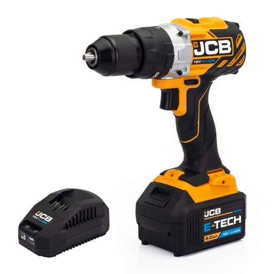 JCB 18BLCD-5X-B 18V Brushless Variable Speed Combi Drill with 1 x 5.0ah battery and 2.4A charger