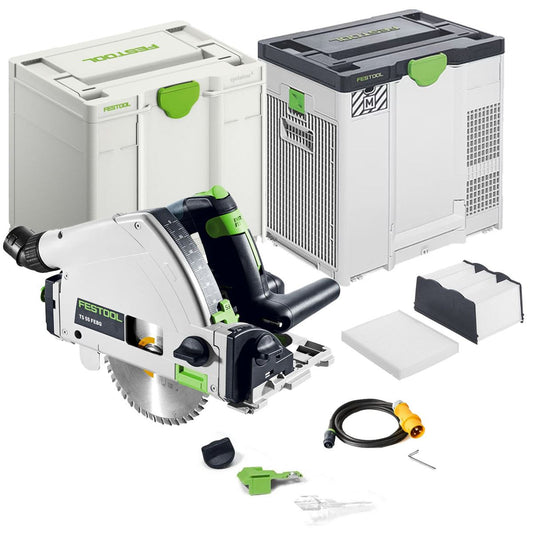 Festool TS 55 FEQ-Plus 110V GB 160mm Circular Plunge-Cut Saw - 576707 With SYS-AIR M Air purifier 577786