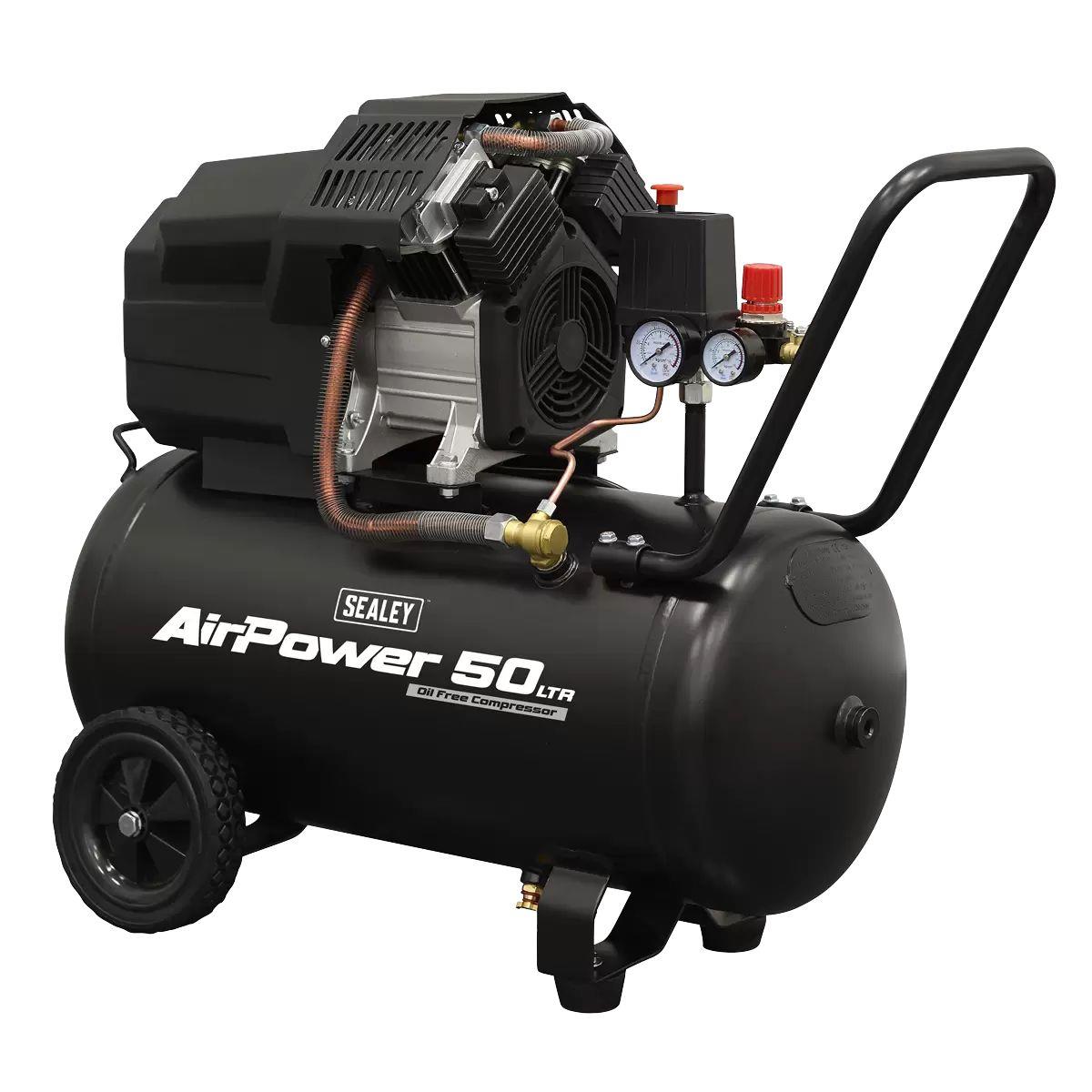 Sealey SAC5002 50L Oil Free V-Twin Direct Drive Air Compressor 3hp 230V/50Hz