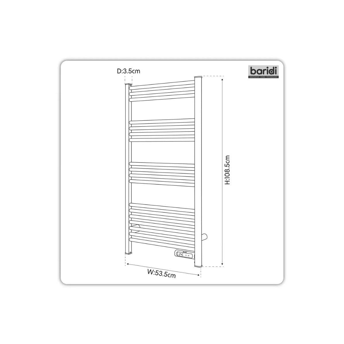 Sealey DH372 Baridi Electric Heated Towel Rail 1085 x 535mm with LED Display Silver 230V