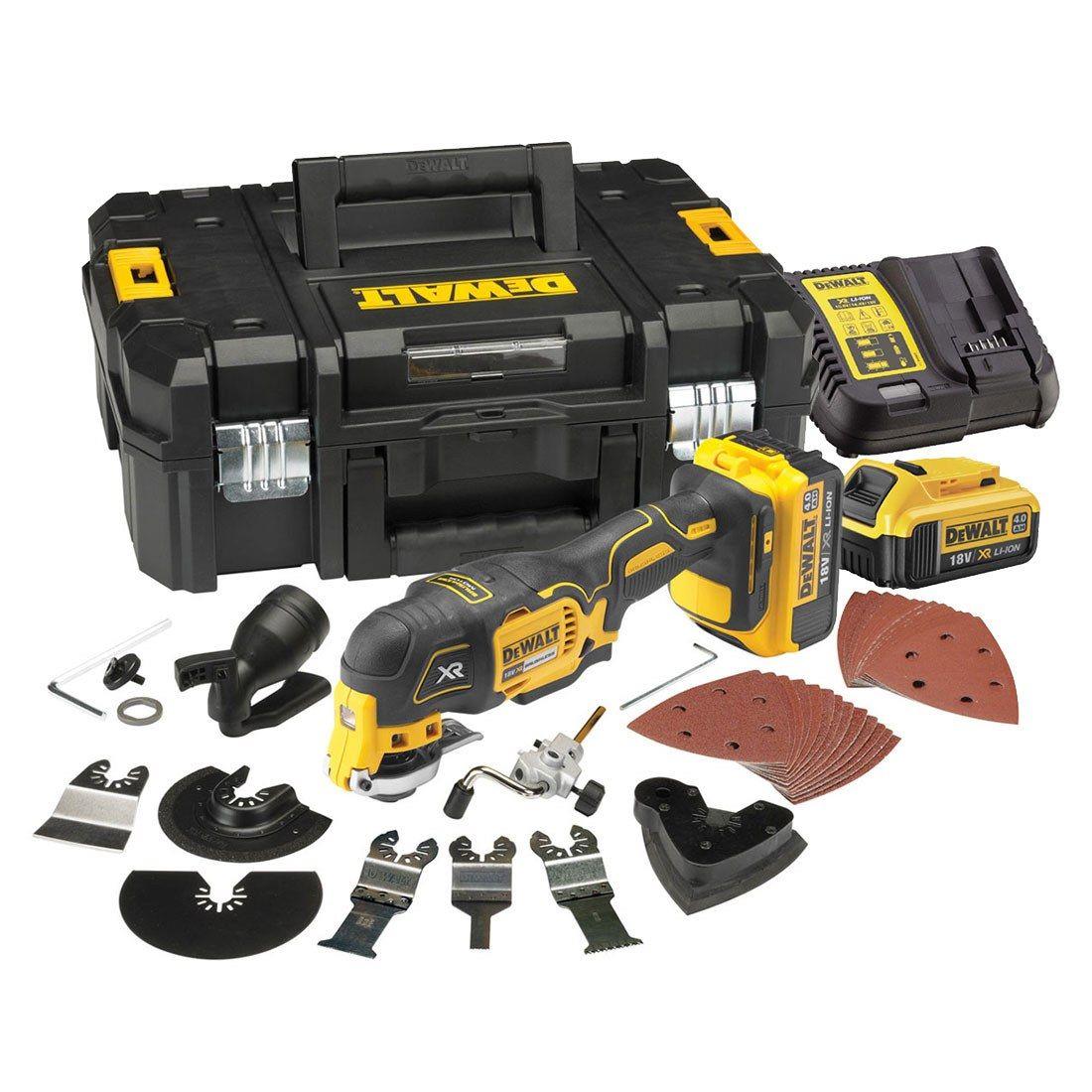 Dewalt DCS355M2-GB 18V XR Brushless Oscillating Multi-Tool with 2 x 4.0Ah Battery, Charger, Accessories Set & Case