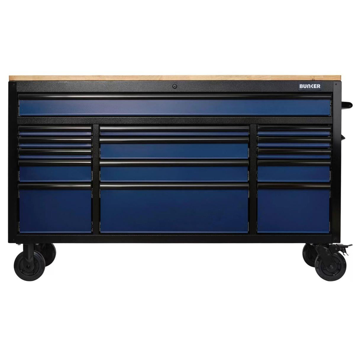 Draper B100-61B/FSC BUNKER 15 Drawer Workbench Roller Tool Cabinet 61 Inch Blue 27336