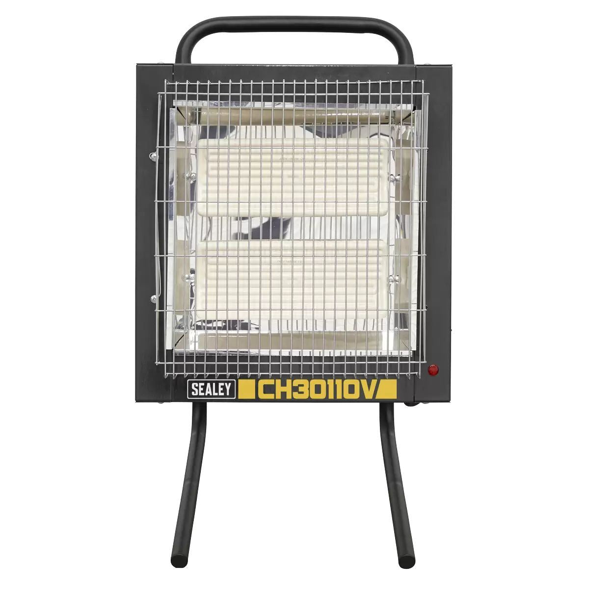 Sealey CH30110V 1.2/2.4kW Ceramic Heater Portable, Efficient Heating for Home & Office Use 110V