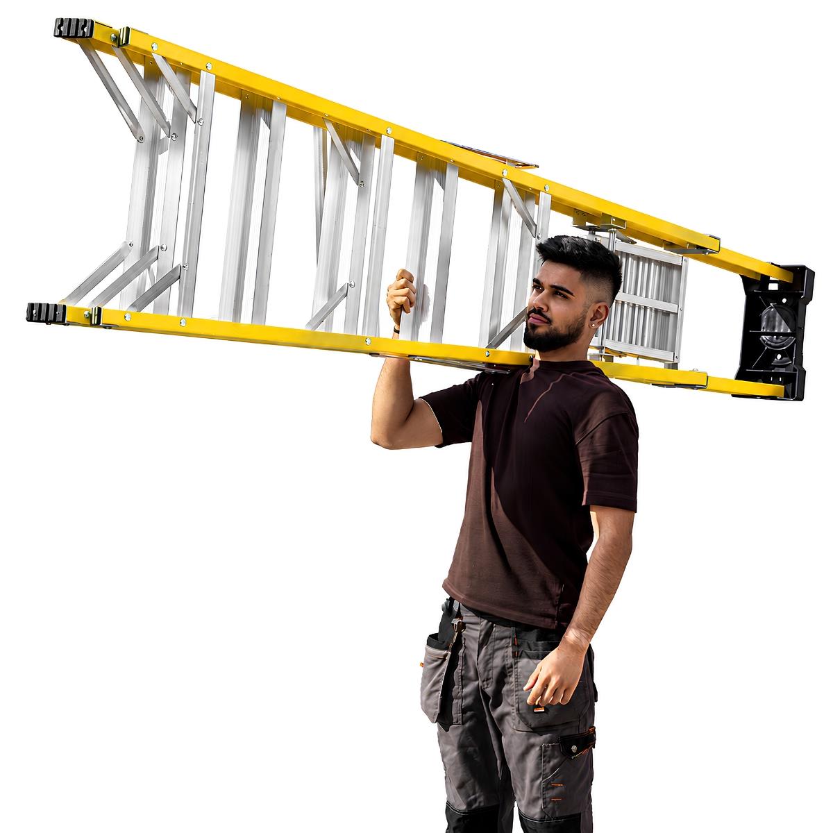 Excel Electricians Fibreglass Platform Step Ladder 6 Tread 2.04m EN131 Yellow