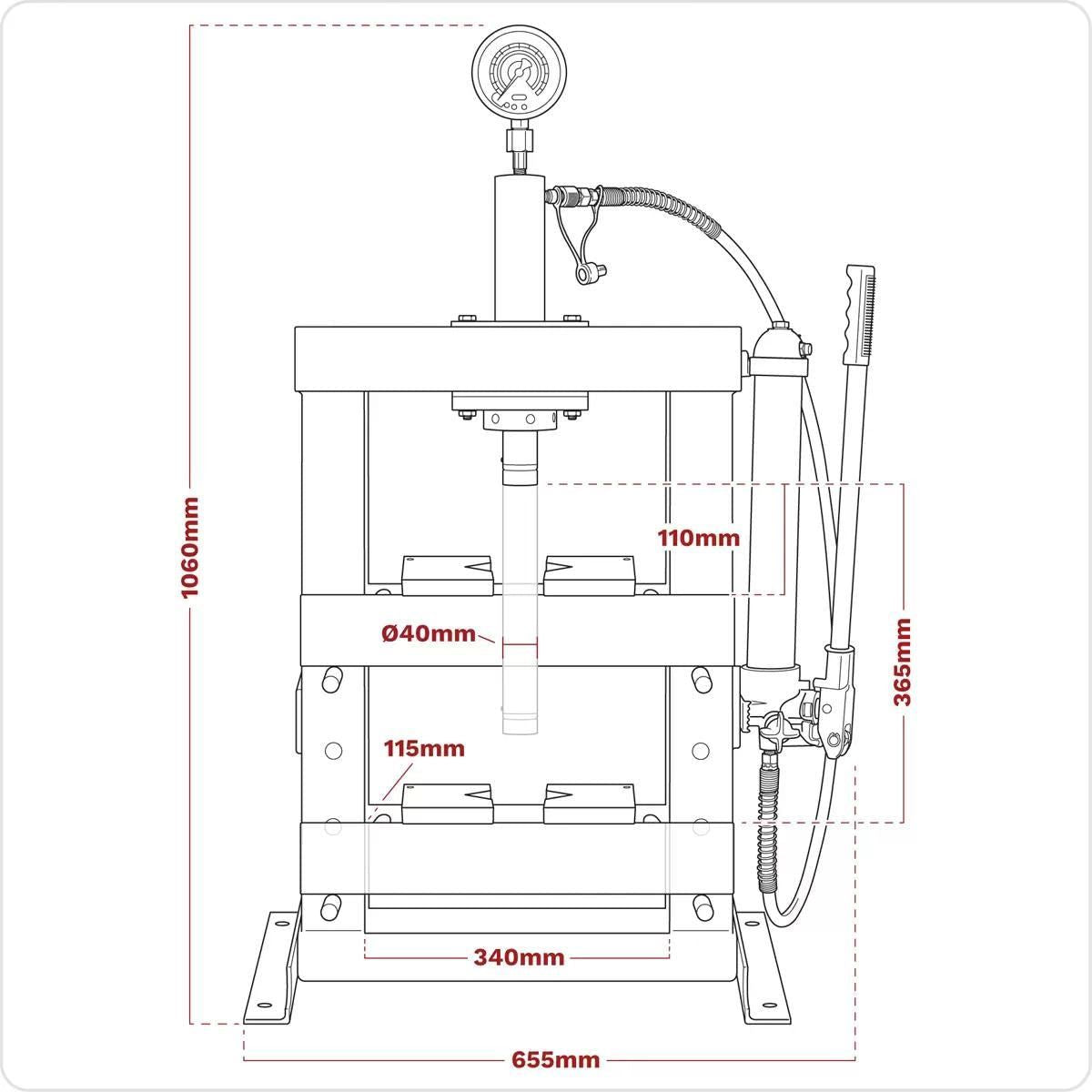 Sealey YK10B Hydraulic Bench Type Press 10 Tonne