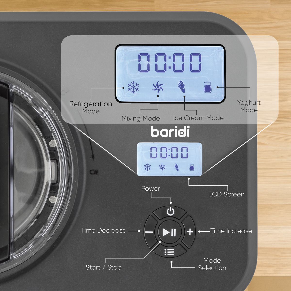 Sealey DH240 Baridi Automatic Churning Ice Cream Machine 1.5L Capacity Black 230V