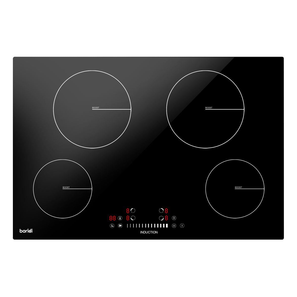 Sealey DH179 Baridi Integrated Induction Hob with 4 Cooking Zones 77cm 7200W Output