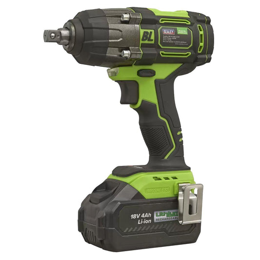 Sealey CP650LIHV 18V Cordless Brushless Impact Wrench 1/2"Sq Drive With 1 x 4Ah Battery, Charger & Storage Case