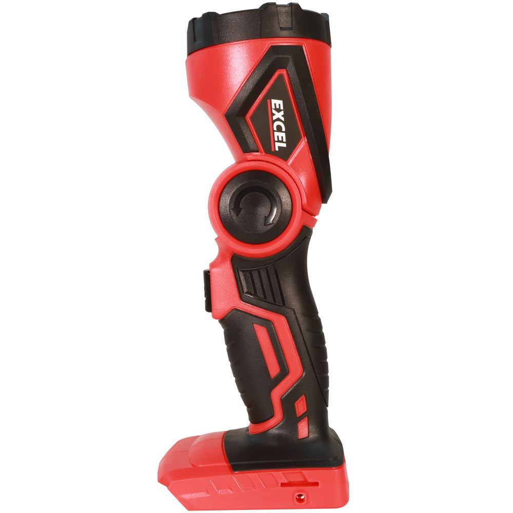 Excel 18V Cordless LED Flashlight Torch with 1 x 2.0Ah Battery & Charger