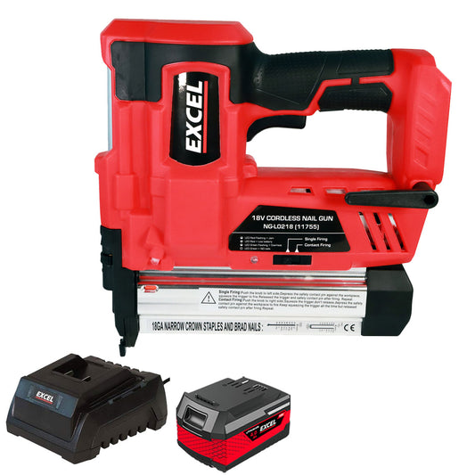 Excel 18V Cordless Second Fix Nailer with 1 x 4.0Ah Battery & Charger