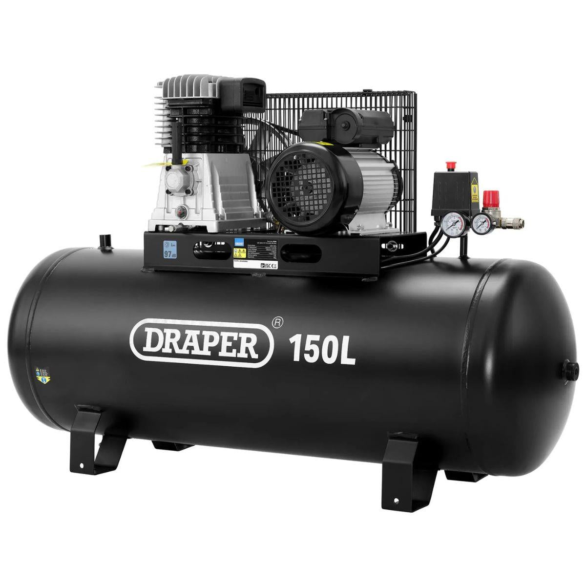 Draper DA150/369S 150L Stationary Belt-Driven Air Compressor 2.2kW/230V 55304