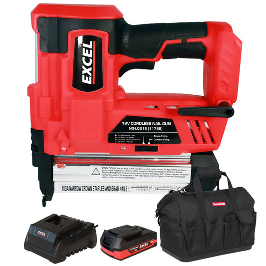 Excel 18V Cordless Second Fix Nailer with 1 x 2.0Ah Battery Charger & Bag