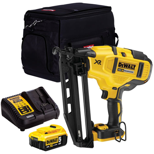 DeWalt DCN660N 18V Brushless Second Fix Nailer with 1 x 5.0Ah Battery, Charger & 20" Bag