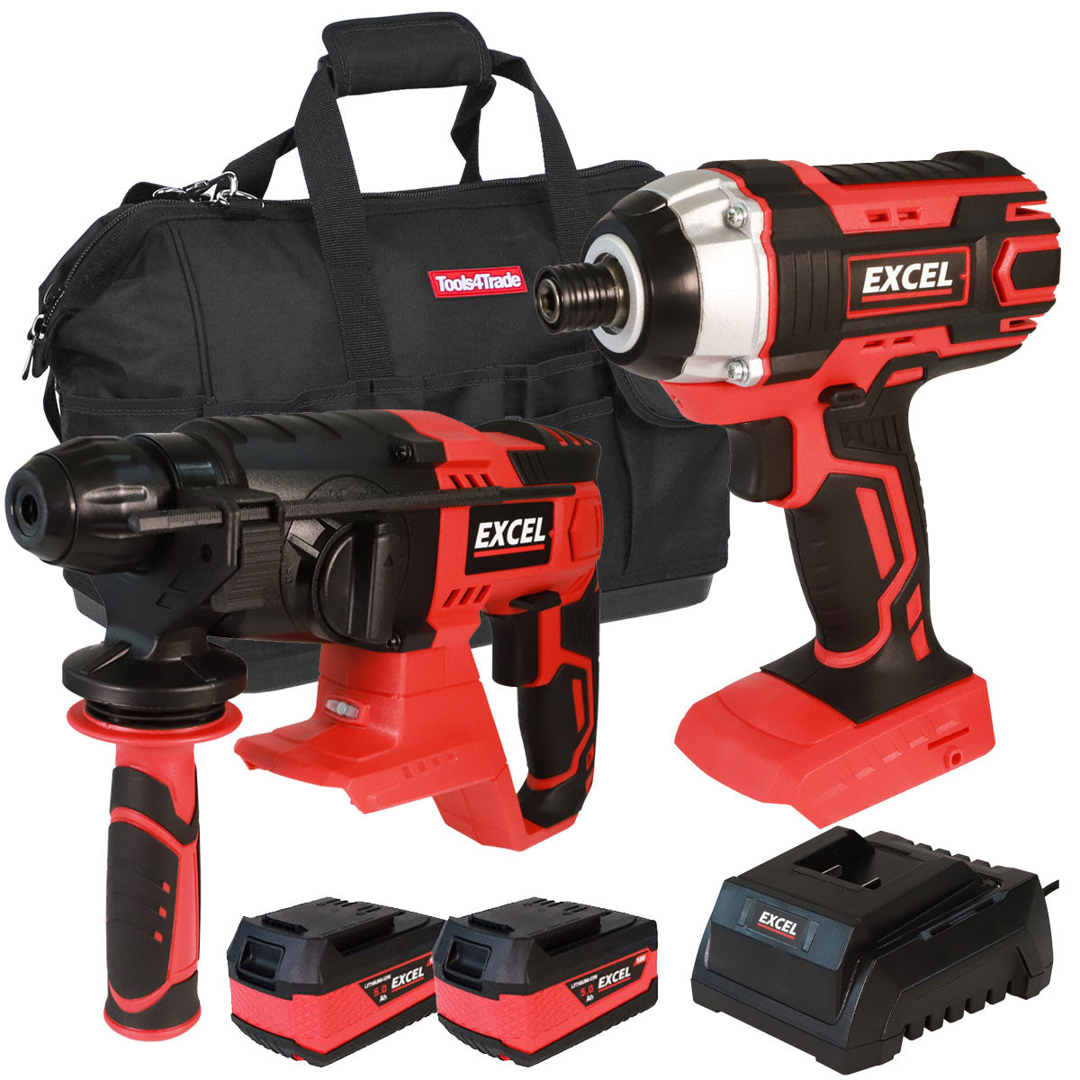 Excel 18V Cordless Twin Pack with 2 x 5.0Ah Batteries & Charger in Bag EXL5092