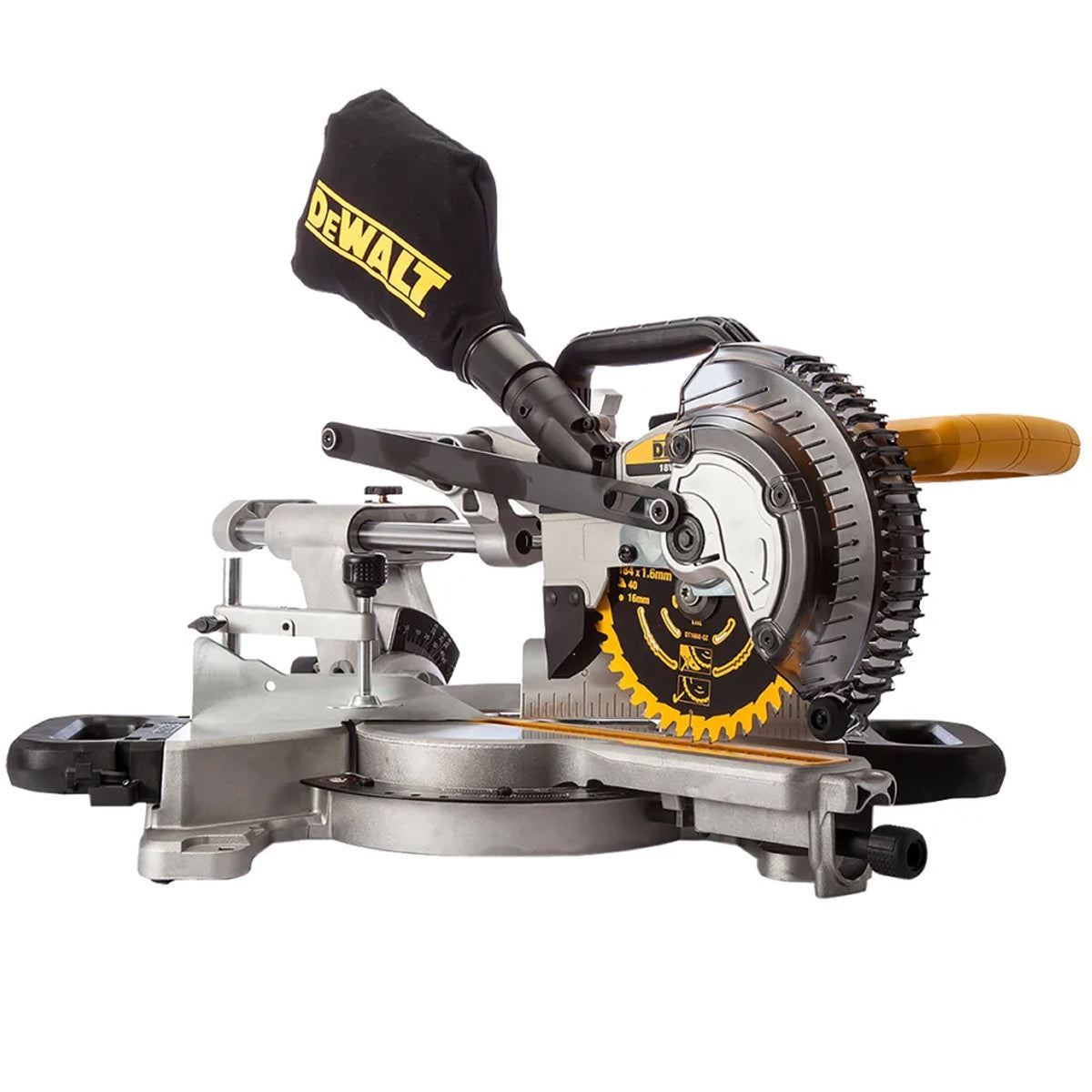 DeWalt DCS365M2 18V 184mm Mitre Saw with 2 x 4.0Ah Battery Charger & Rolling Stand