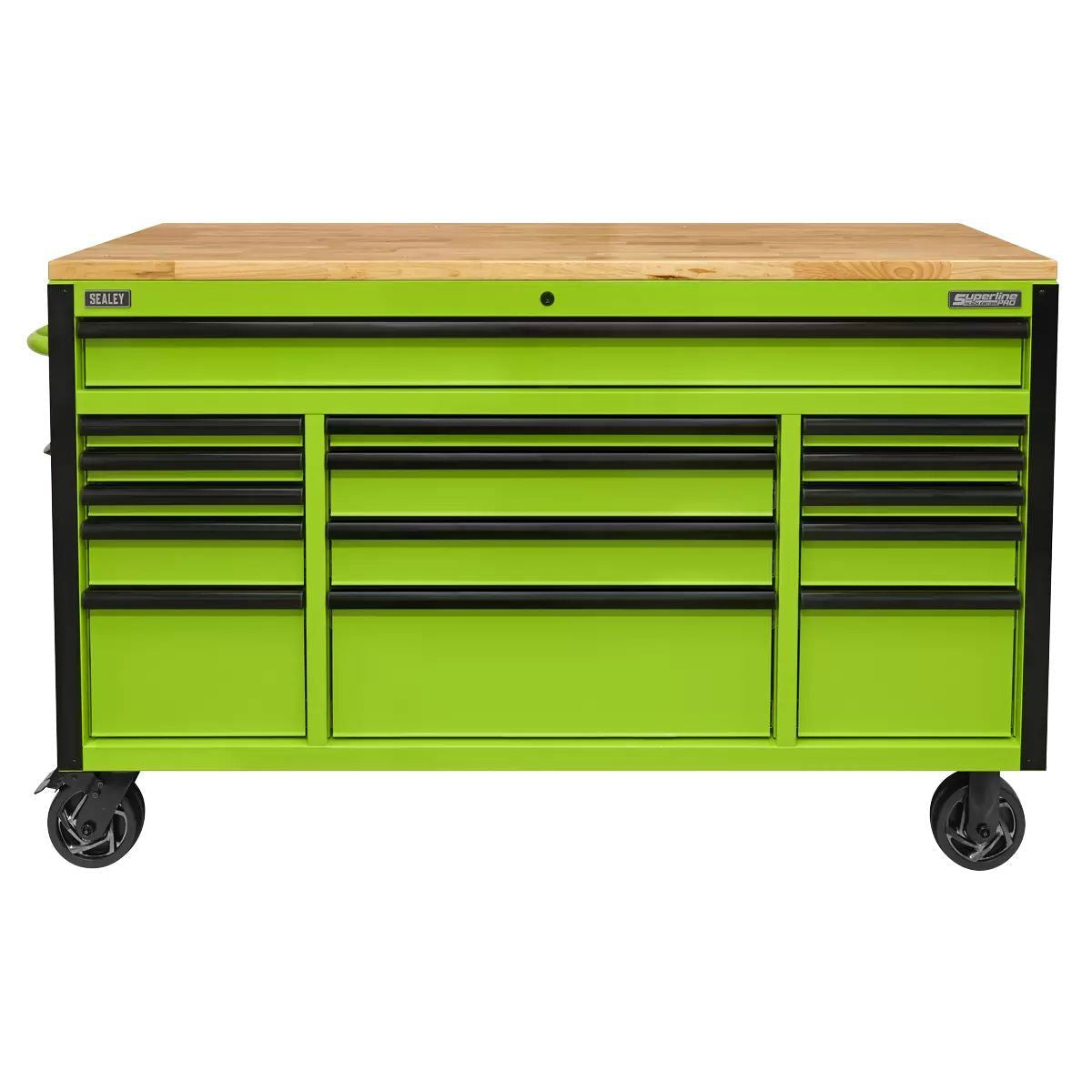 Sealey AP6115BE Mobile Trolley 15 Drawer with Wooden Worktop 1549mm