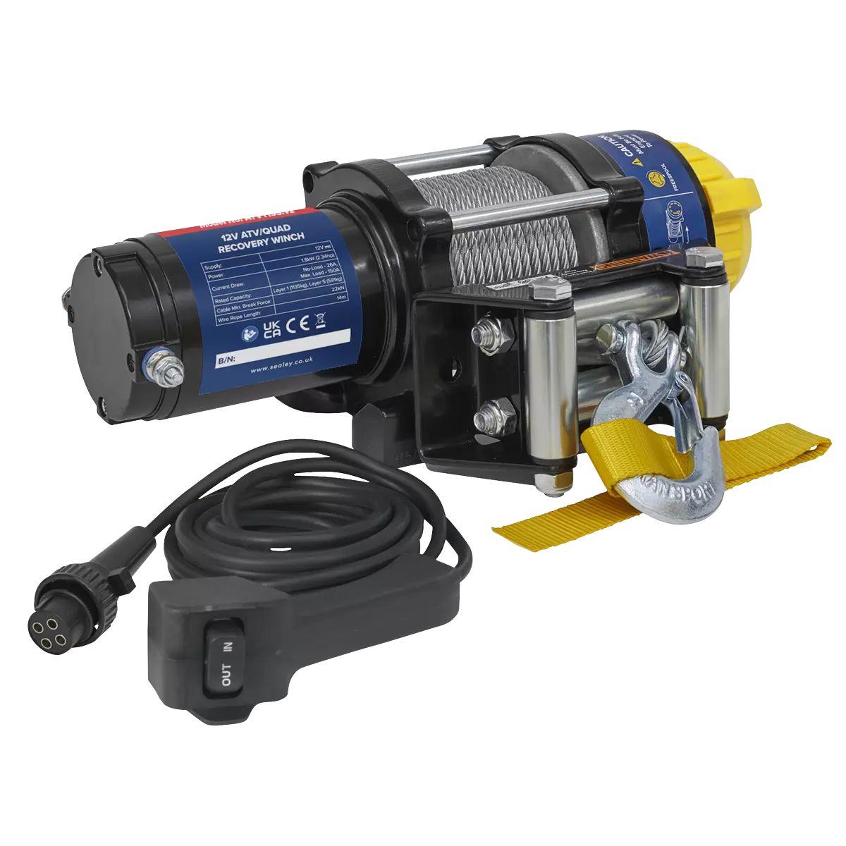 Sealey ATV1135 12V ATV/Quad Recovery Winch 1135kg Line Pull