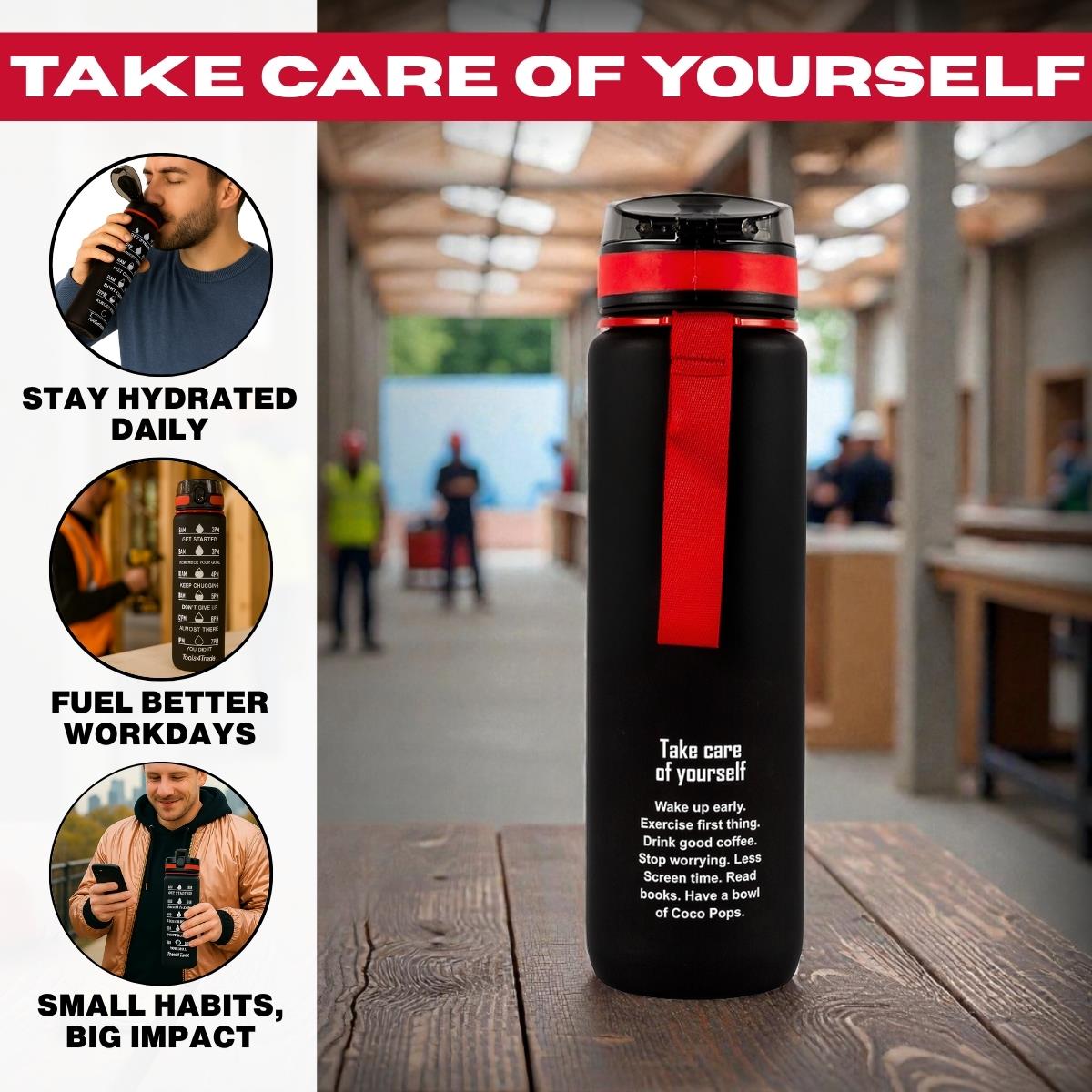 Tools4Trade Water Bottle - Black (1 Litre)