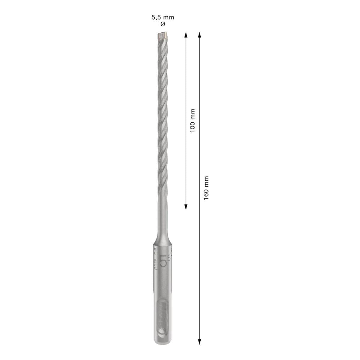 Bosch PRO SDS Plus-5X 5.5mm x 100mm x 160mm Hammer Drill Bit 2608833775