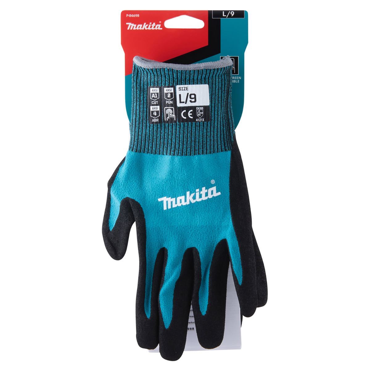 Makita P-84698 Fitknit Cut Level 1 Nitrile Coated Dipped Gloves Size Large