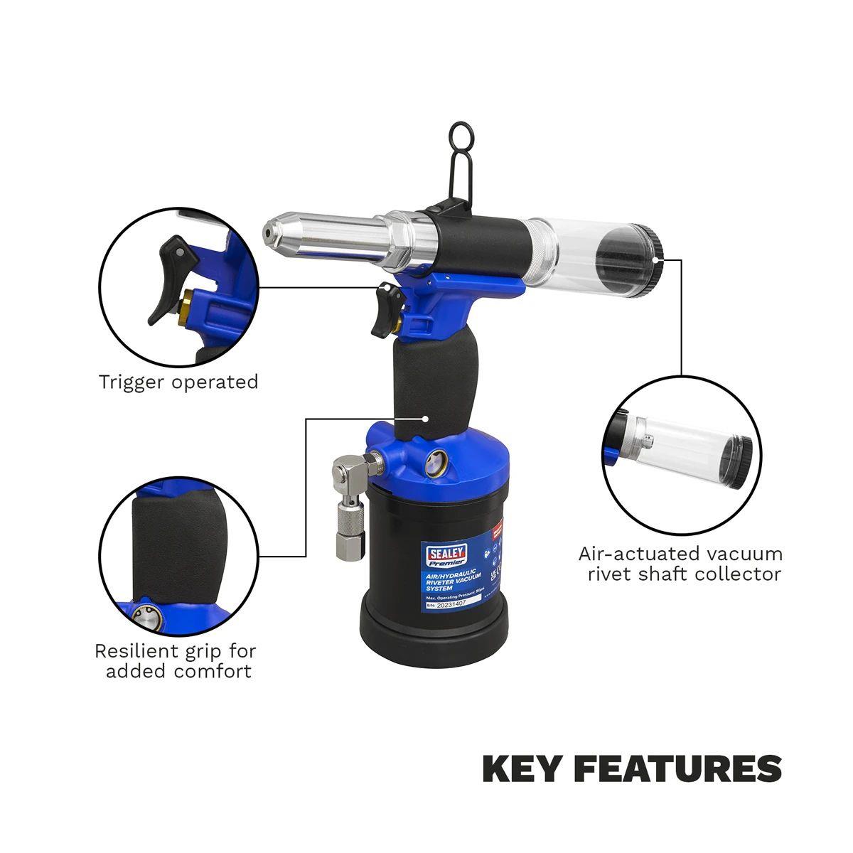 Sealey SA316 Air/Hydraulic Riveter Heavy-Duty Vacuum System
