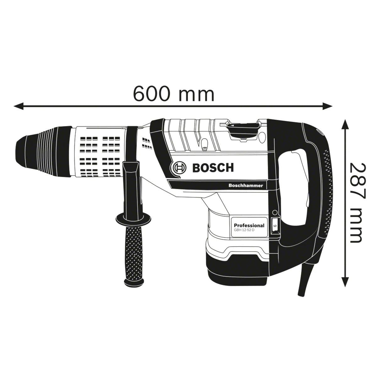 Bosch GBH 12-52 D SDS-Max Professional Rotary Hammer for Heavy Duty Drilling & Chiseling 110V/1700W 0611266160