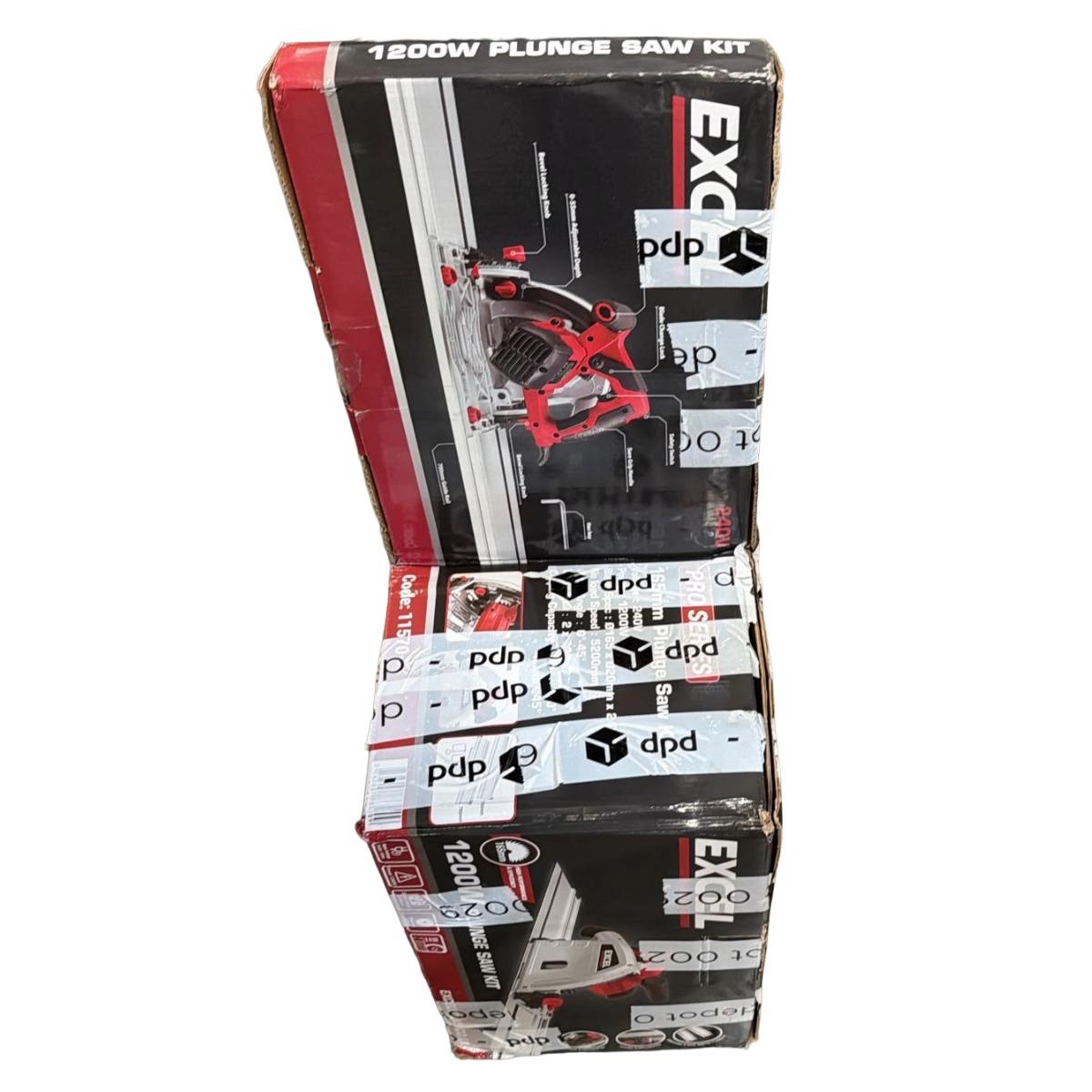 Excel 165mm Plunge Saw 1200W/240V with Guide Rail Set Item Condition Damaged Box