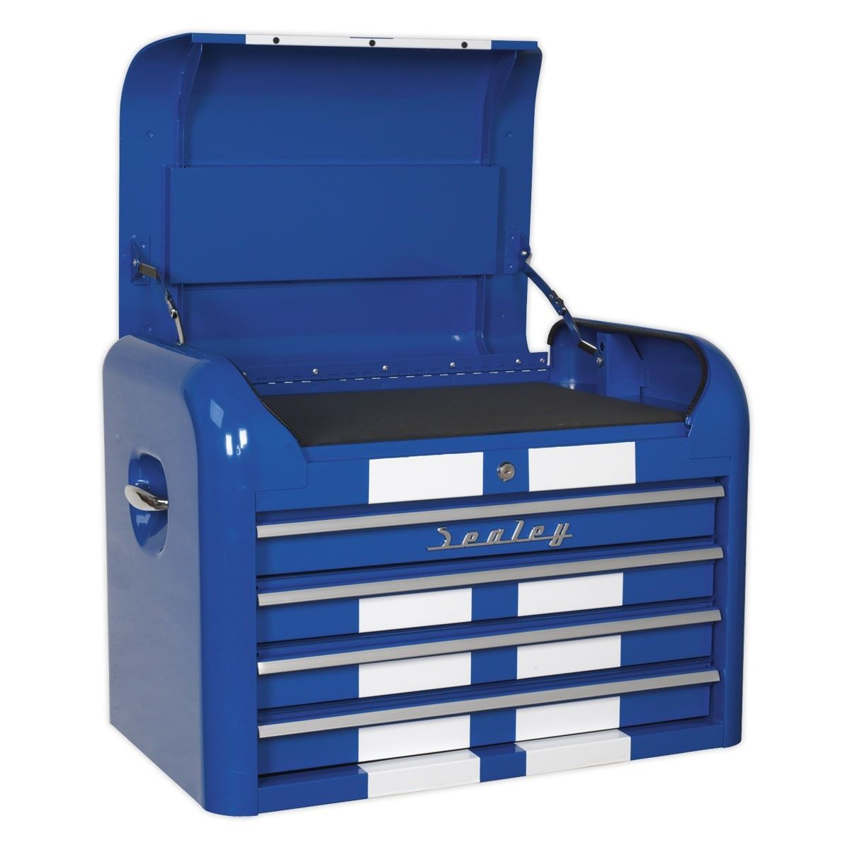 Sealey AP28104BWS 4 Drawer Retro Style Topchest - Blue with White Stripes