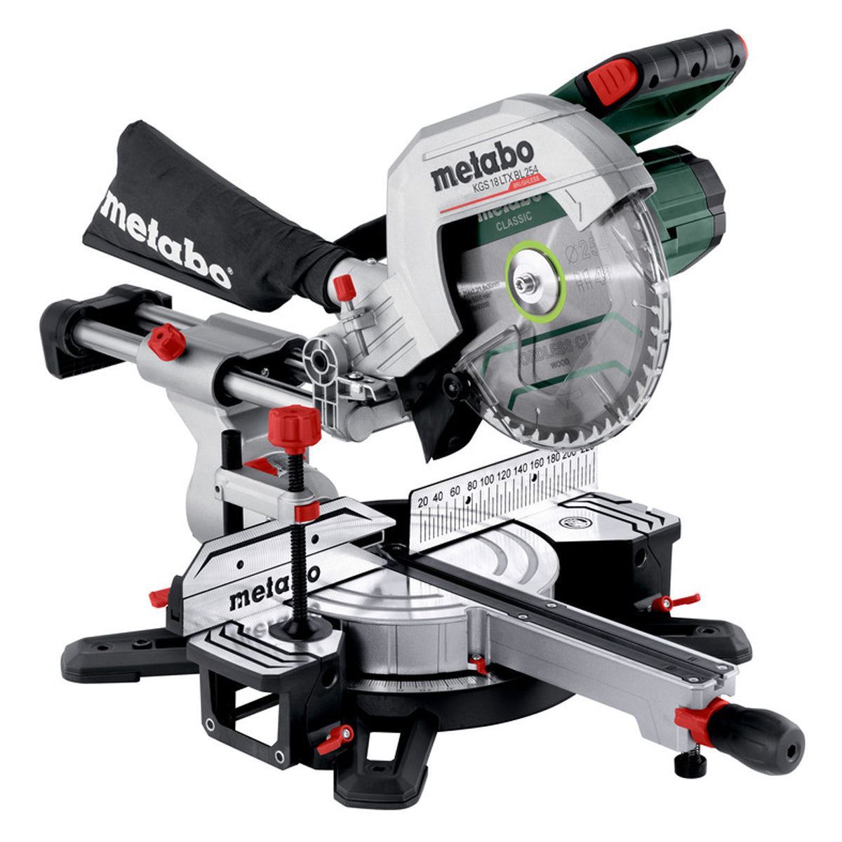 Metabo KGS 18 LTX BL 254 18V Brushless Sliding Mitre Saw with 1 x 5.5Ah Battery & Charger