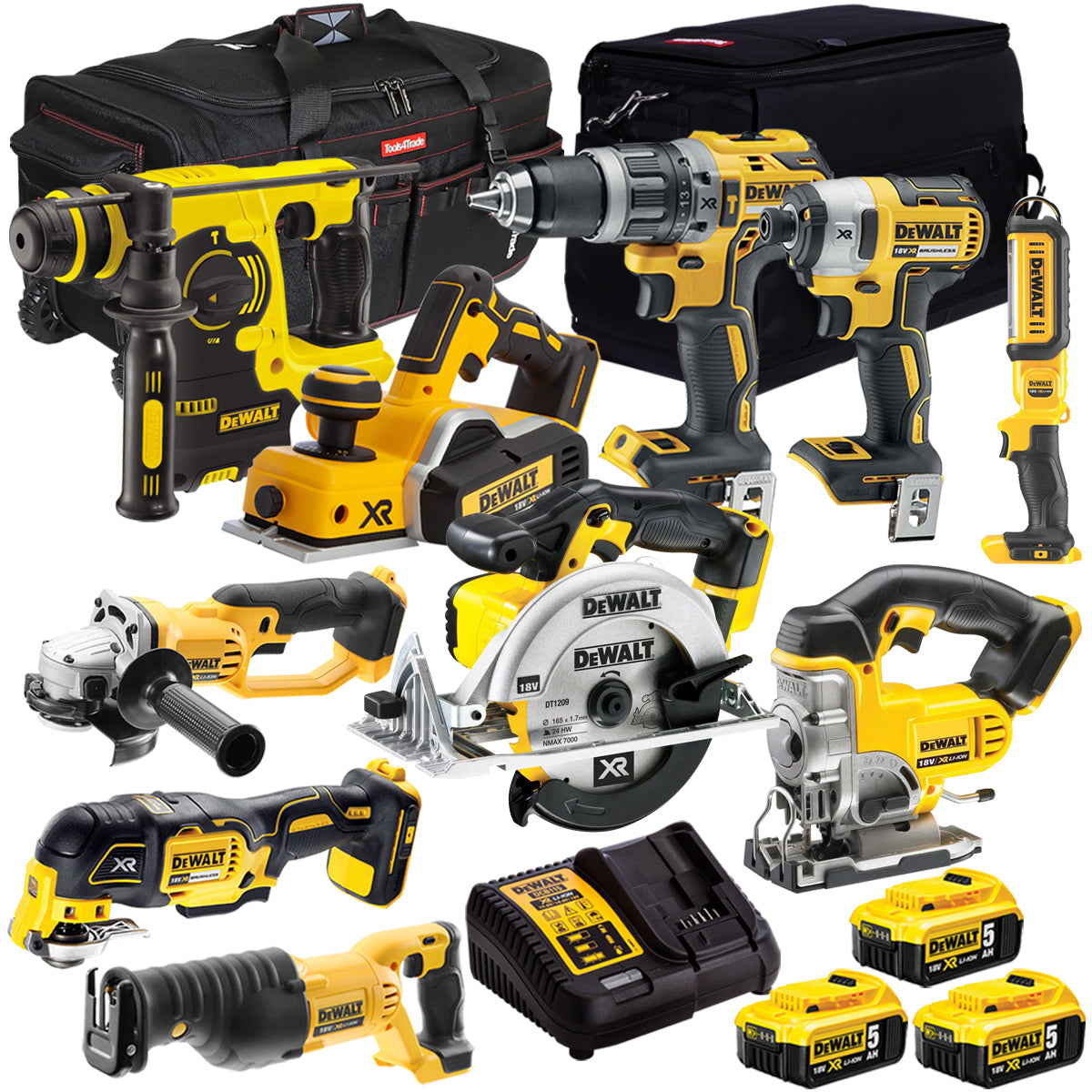 Dewalt 18V 10 Piece Power Tool Kit with 3 x 5.0Ah Battery & Charger DEW-KIT4M