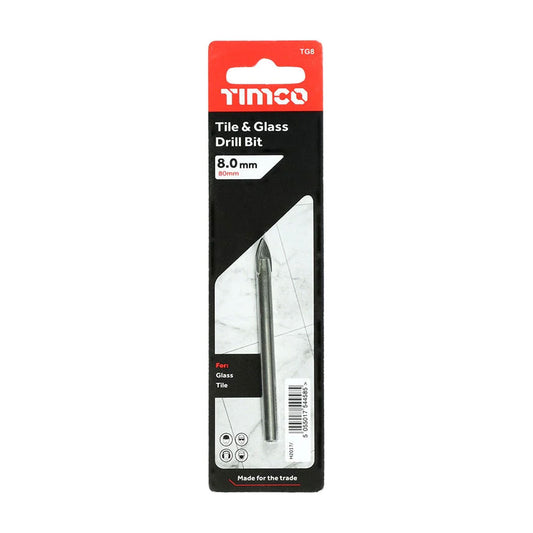 Timco 8.0mm Arrow Head Addax Tile & Glass Bit Tungsten Carbide tip TG8