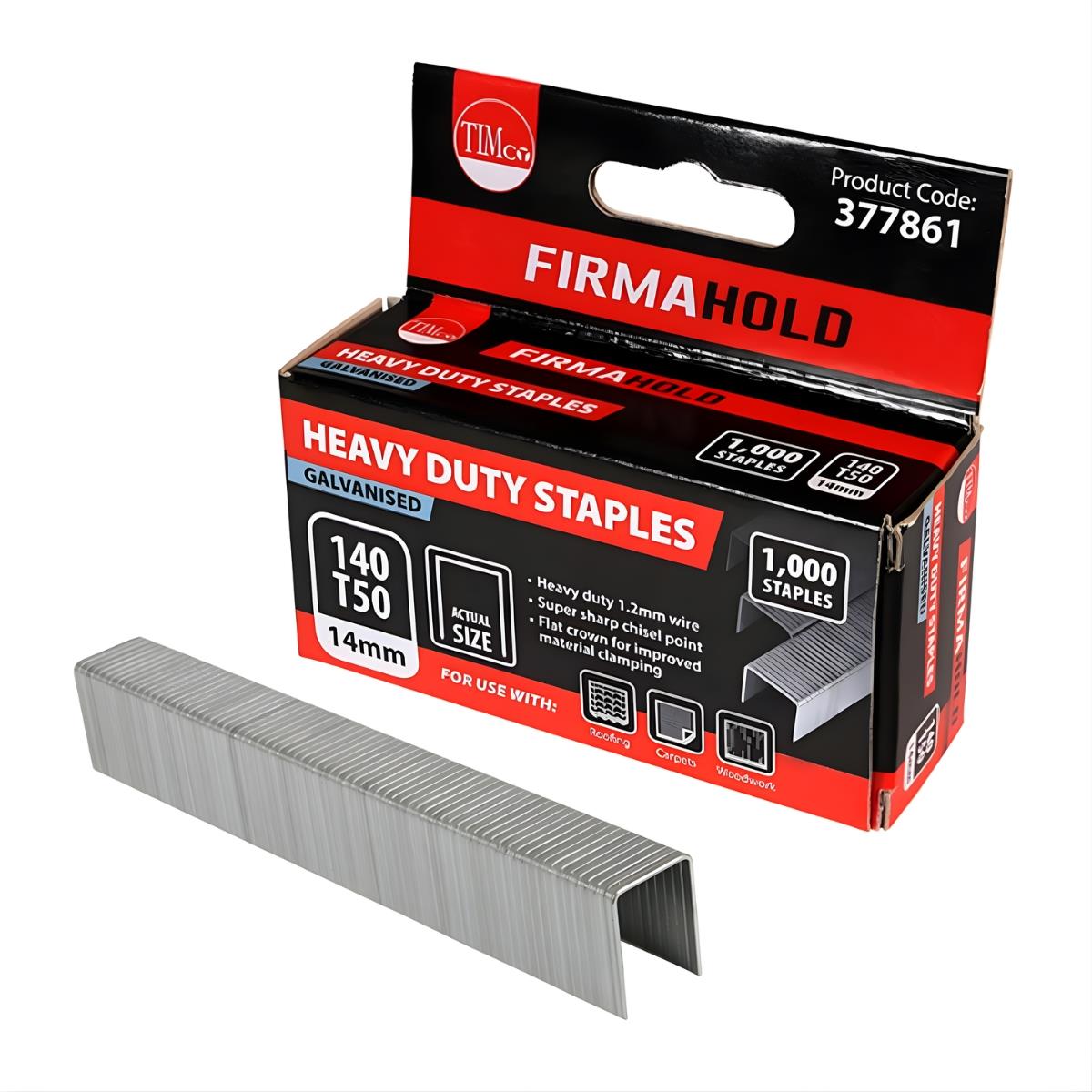 FirmaHold 14mm Heavy Duty Chisel Point Galvanised Staples Pack of 1000 - 377861