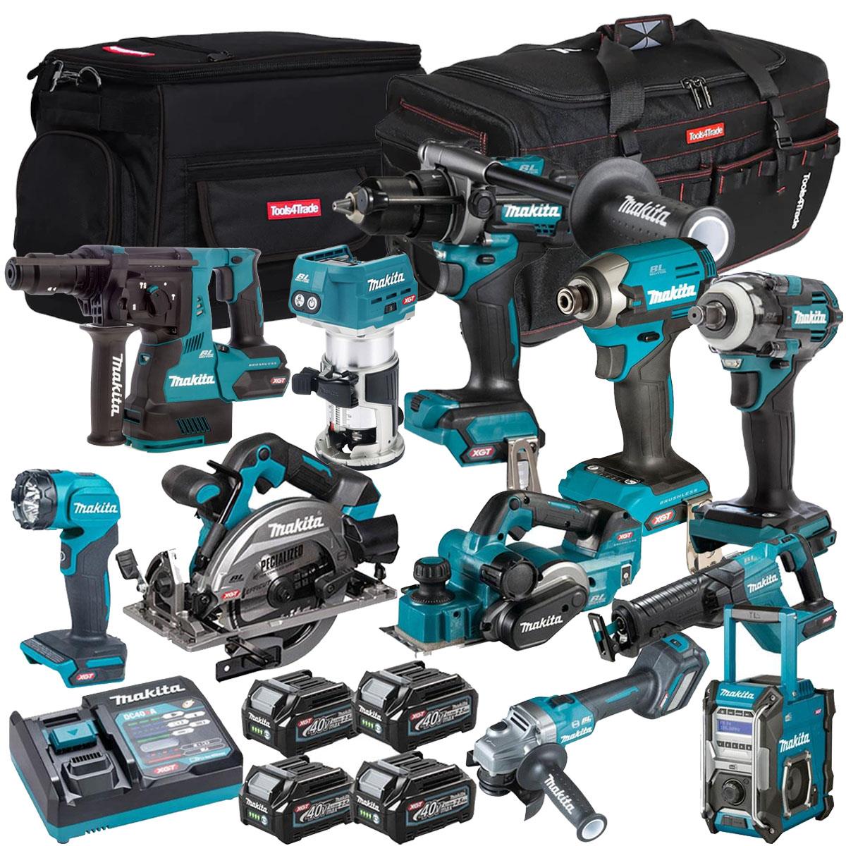 Makita 40V XGT 11 Piece Brushless Power Tool Kit with 4 x 2.5Ah Battery T4TKIT-16055