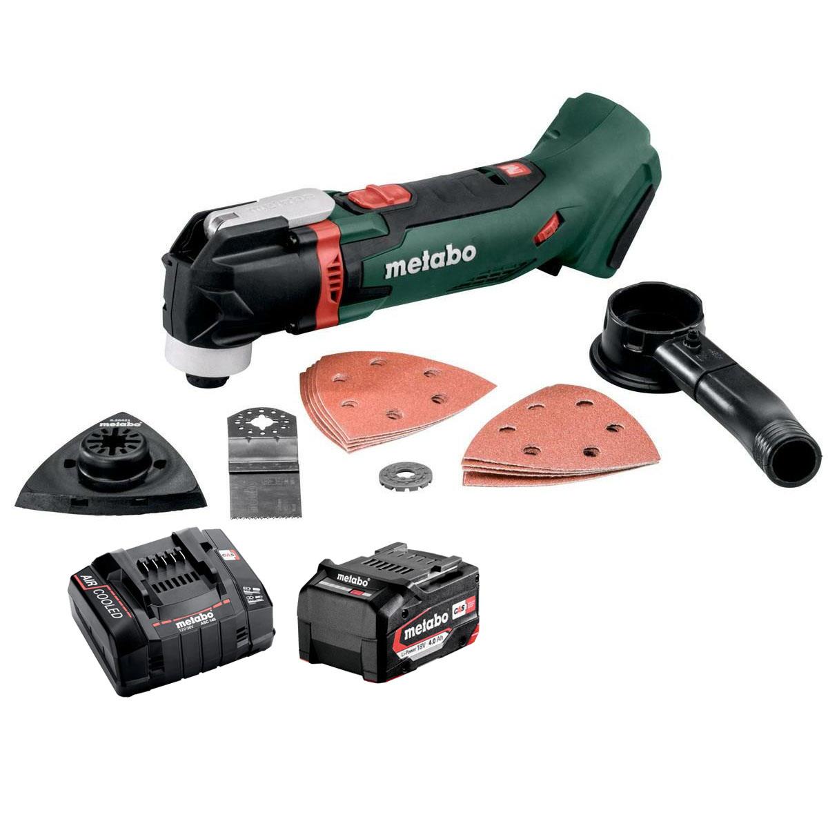 Metabo MT 18 LTX 18V Multi-Tool With 1 x 4.0Ah Battery Charger & Accessories