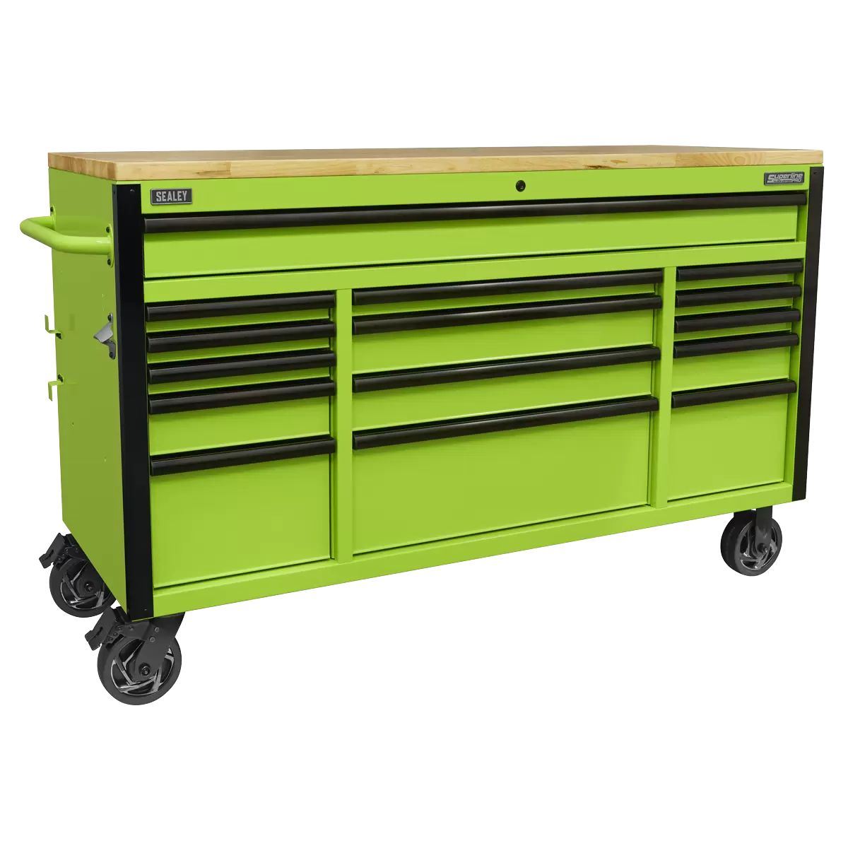 Sealey AP6115BE Mobile Trolley 15 Drawer with Wooden Worktop 1549mm