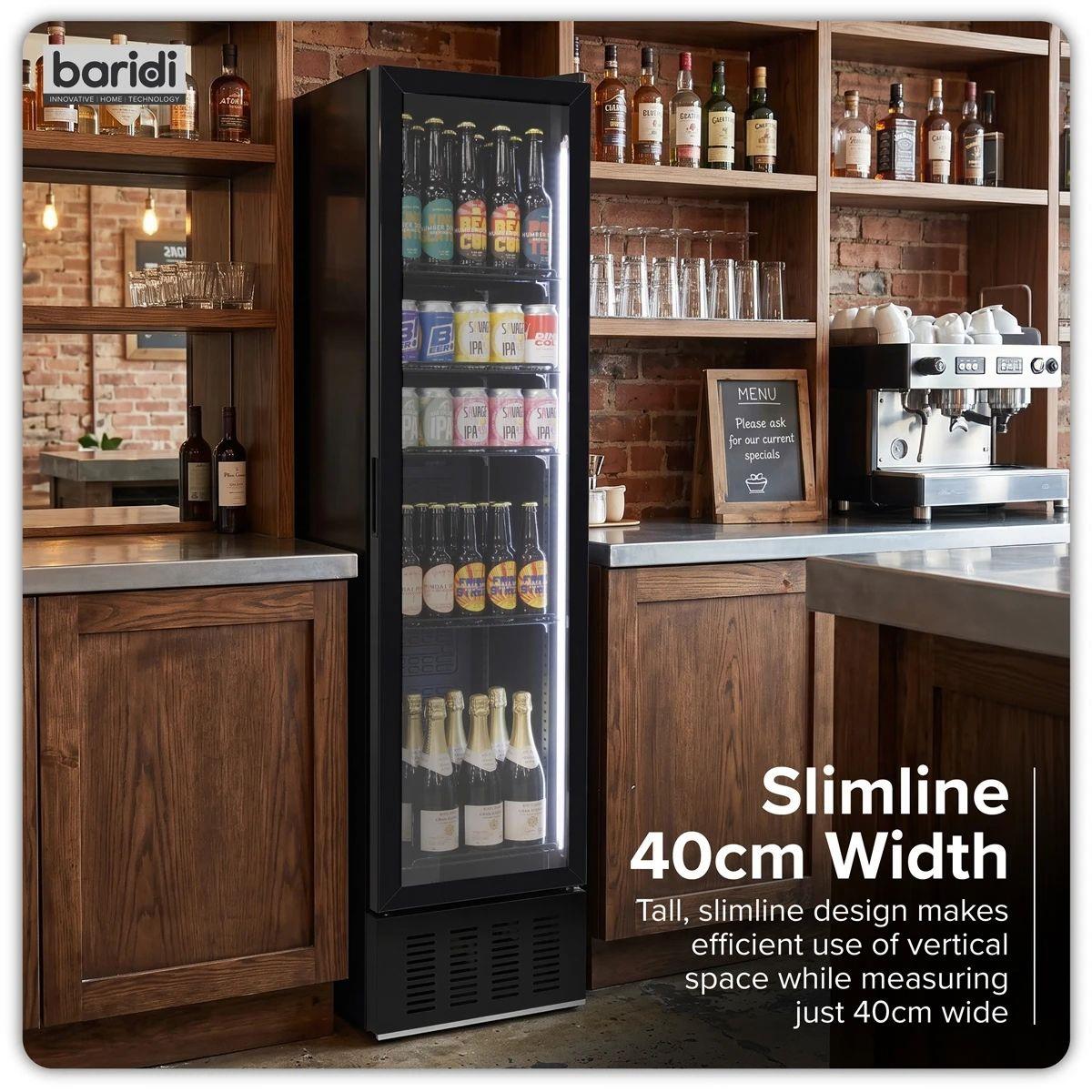 Sealey DH440 Baridi Tall Drinks/Bar Fridge with Digital Controls & Auto Defrost 160L Black