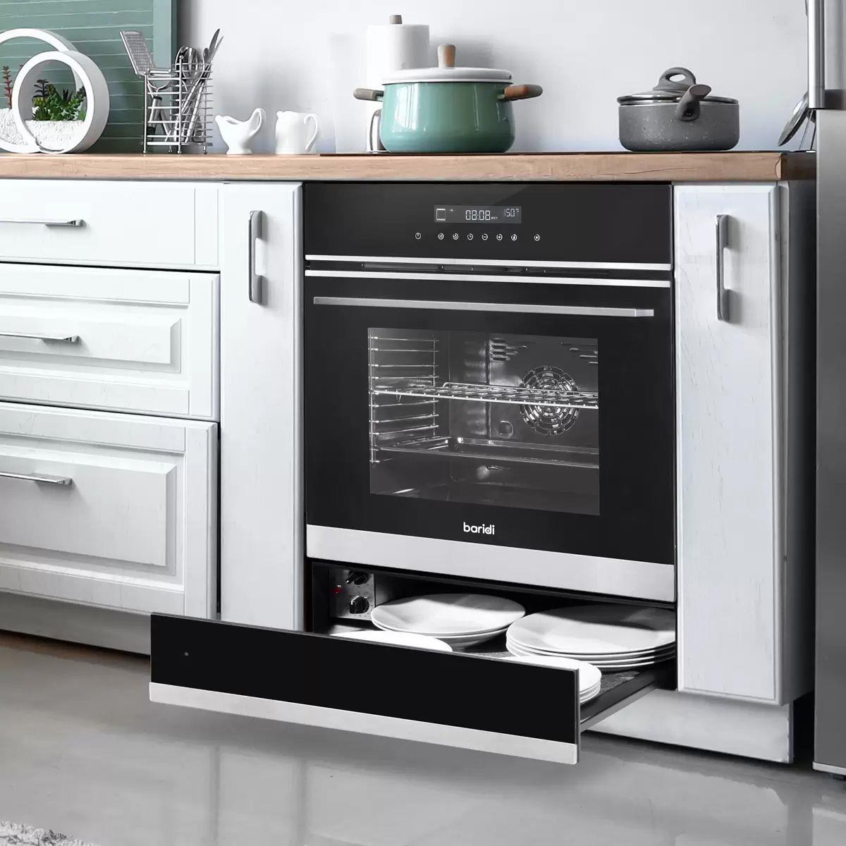 Sealey DH202 Baridi Integrated Warming Drawer 60cm Black Stainless Steel 230V