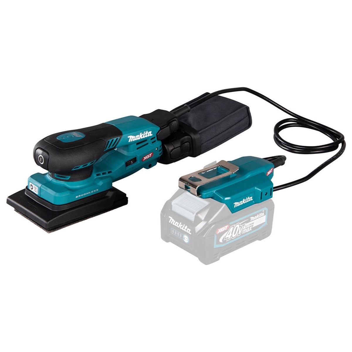 Makita BO005CGZ 40V XGT 80 x 130mm Brushless Orbital Sander with 1 x 2.5Ah Battery Charger & Bag