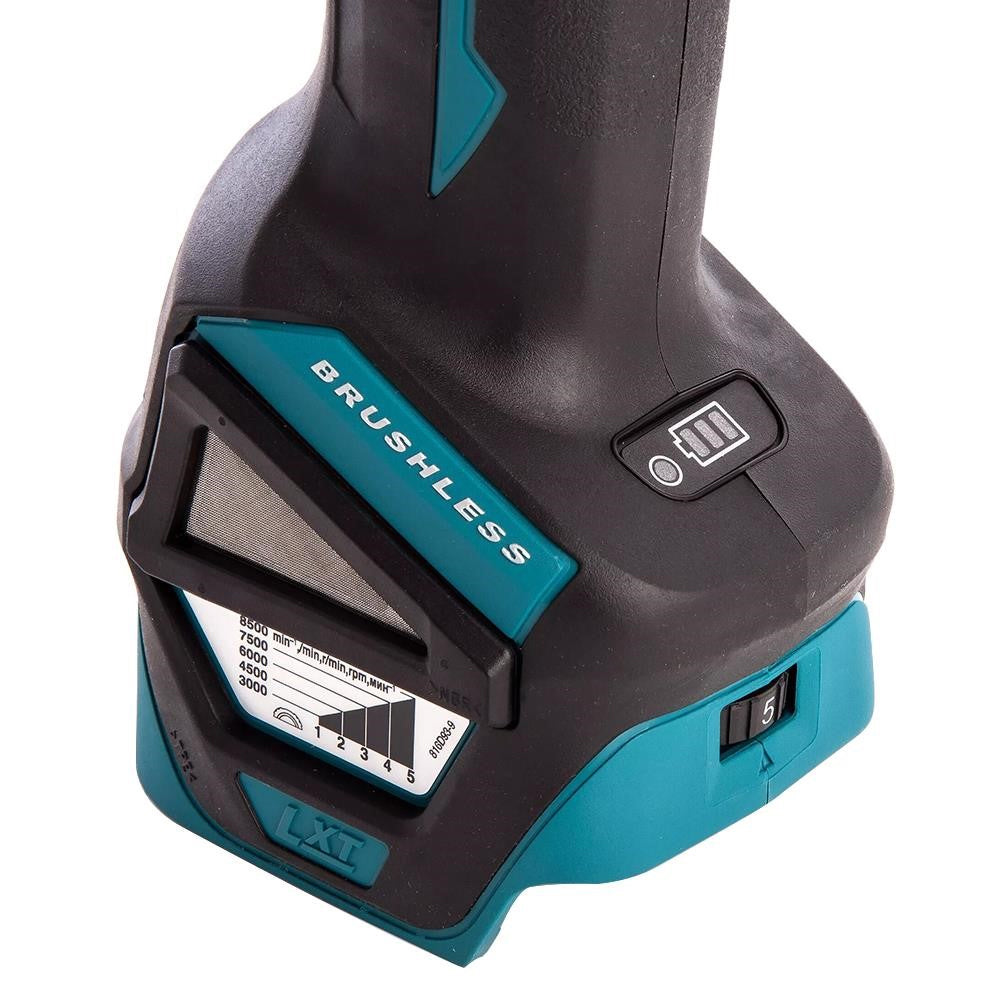 Makita DGA463Z 18V Brushless 115mm Angle Grinder with 1 x 5.0Ah Battery Charger & 18