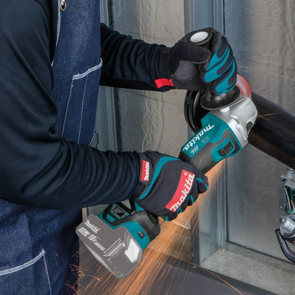 Makita DGA463Z 18V Brushless 115mm Angle Grinder with 1 x 5.0Ah Battery Charger & 18