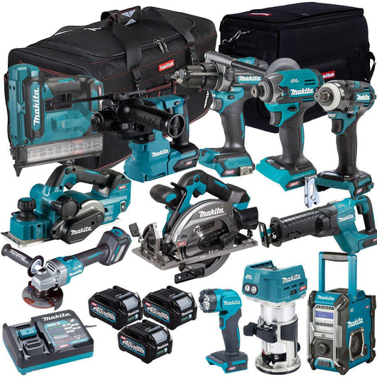 Makita 40V XGT 12 Piece Brushless Power Tool Kit With 3 x 2.5Ah Battery T4TKIT-16037