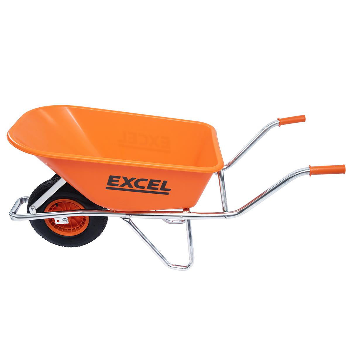 Excel Heavy Duty 100L Orange Wheelbarrow with Chrome Plated Frame