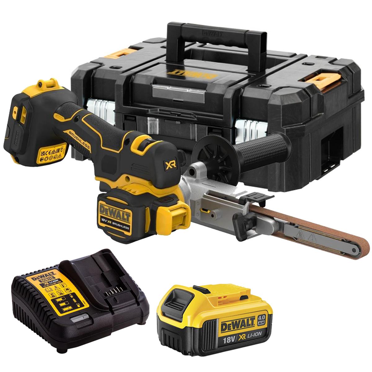 Dewalt DCM200NT-XJ 18V XR Brushless Band File With 1 x 4.0Ah Battery Charger & Case