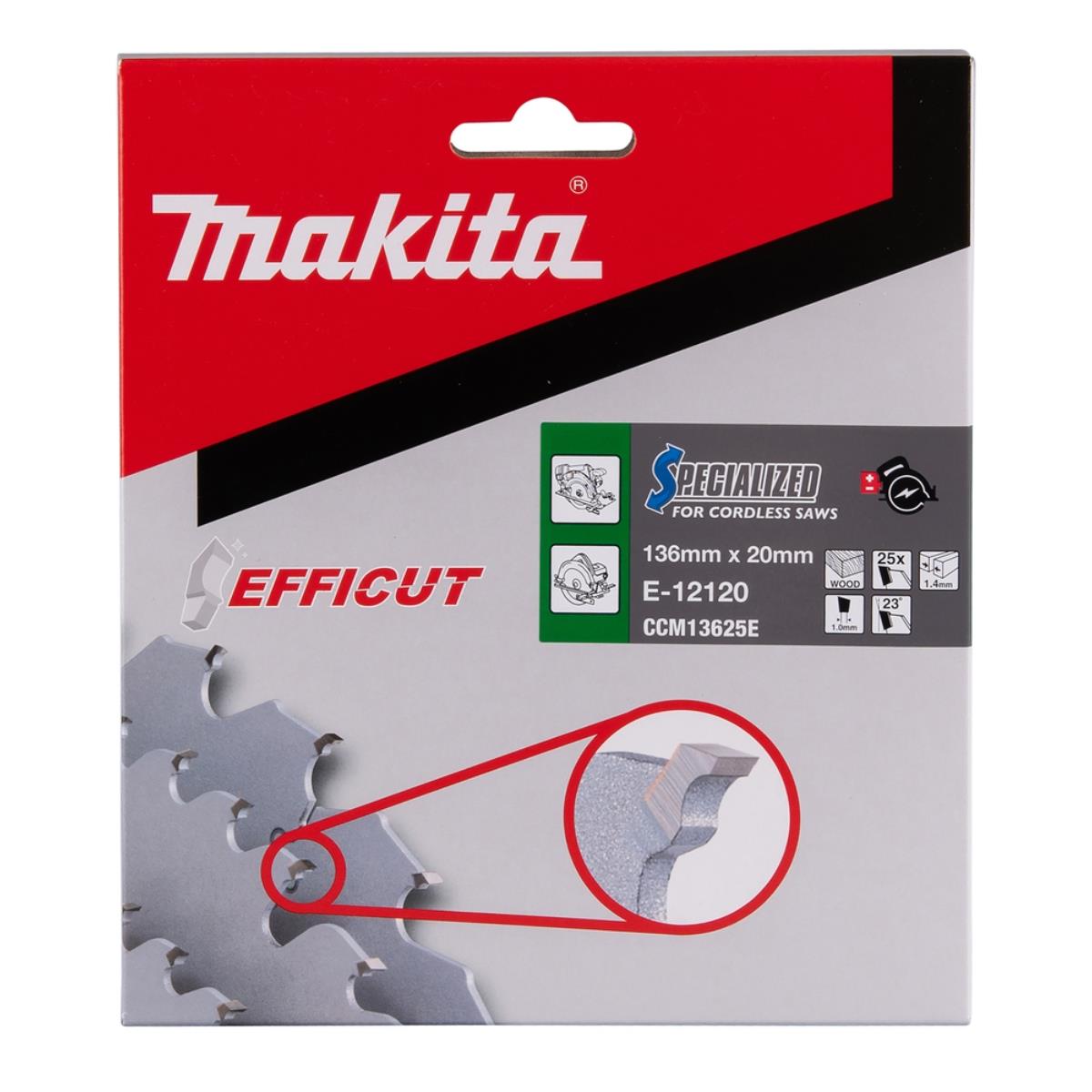 Makita E-12120 Efficut TCT Circular Saw Blade 136mm x 20mm x 25T