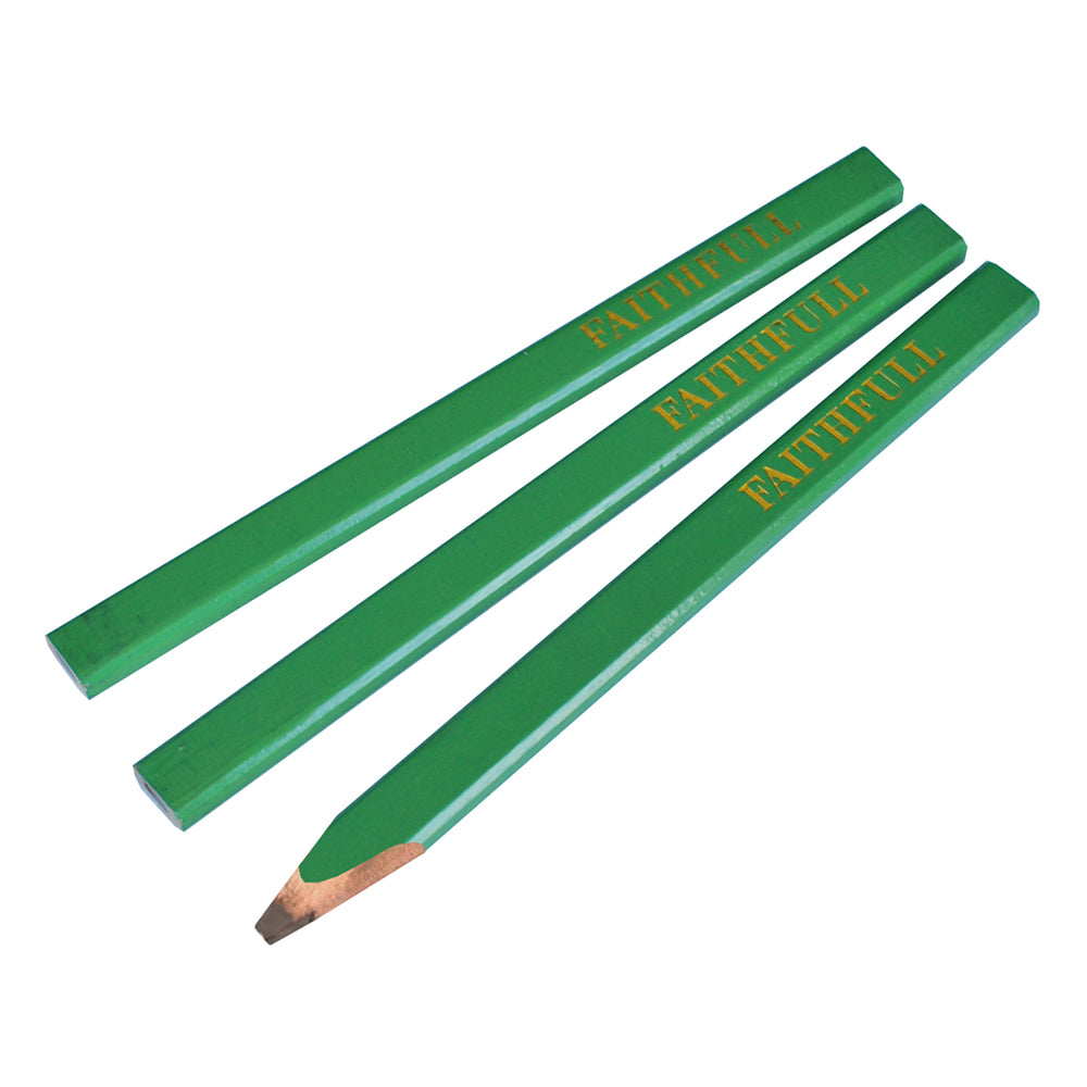 Faithfull Carpenters Pencils Green / Hard FAICPG Pack of 3