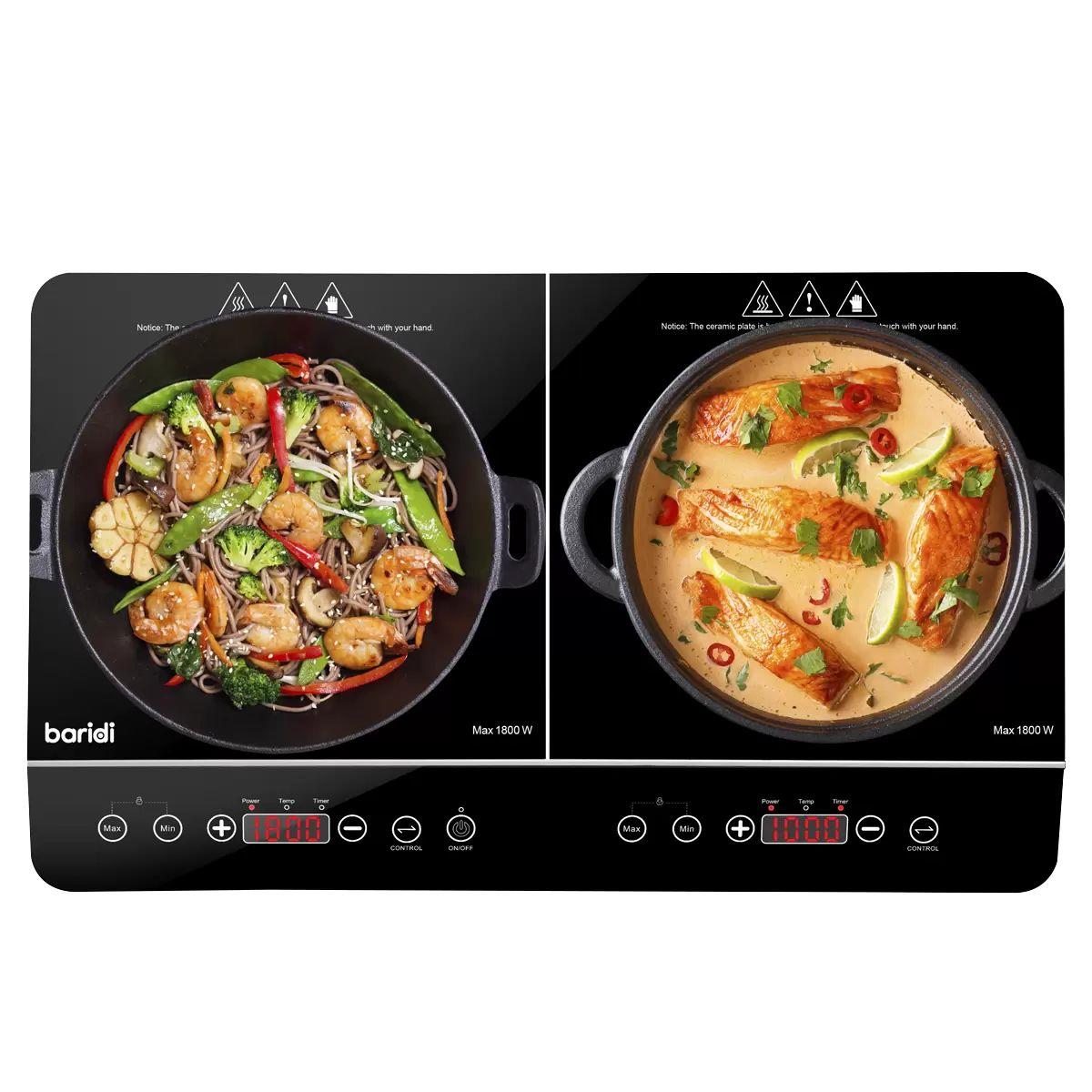 Sealey DH146 Baridi Portable Induction Hob with 2 Cooking Zones 60 x 36 x 6.5cm Black 240V