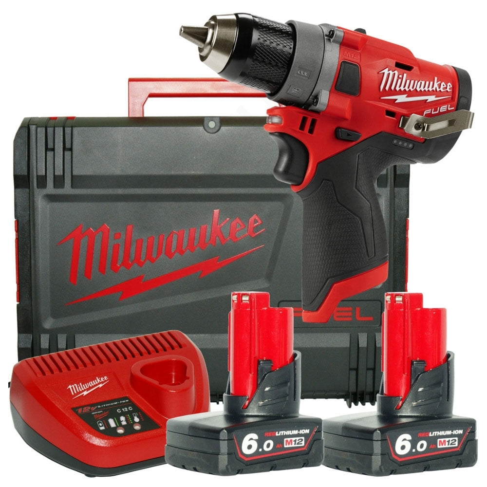 Milwaukee M12FDD-602X 12V FUEL Drill Driver with 2 x 6.0Ah Battery Charger & HD Box 4933459821