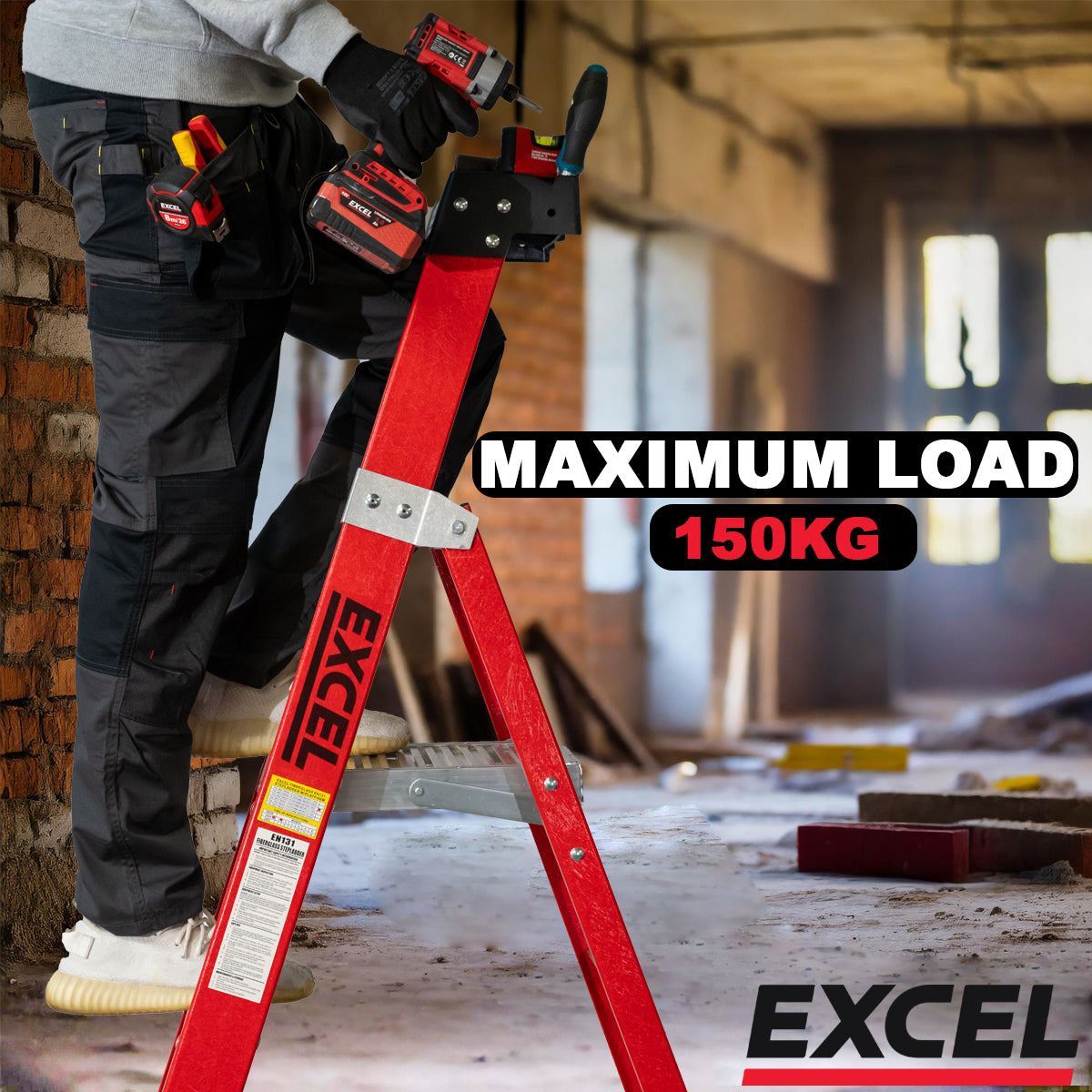 Excel Electricians Fibreglass Platform Step Ladder 6 Tread 2.04m EN131 Item Condition Box Opened Never Used - Collection Only